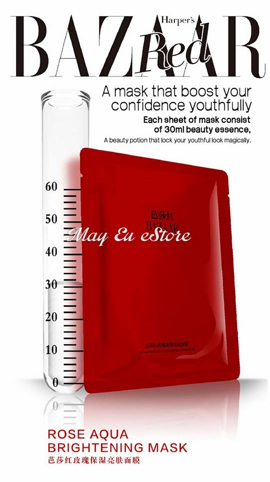 bazaar red rose aqua brightening mask 芭莎红玫瑰保湿亮肤面膜