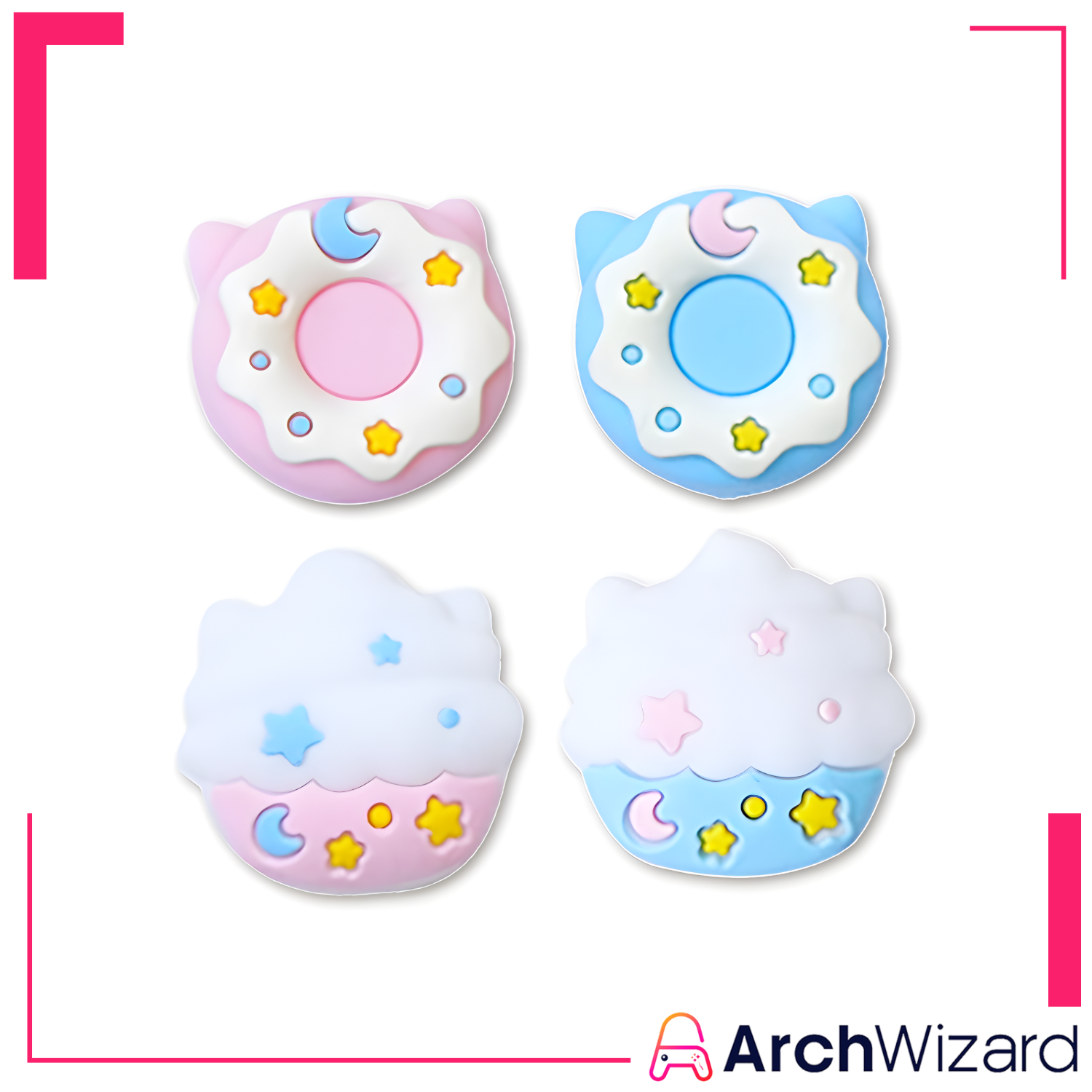 Akitomo Joy-Con Analog Cap 4 Pack Star & Lollipop Theme for NS2 (Ninten ( (3)