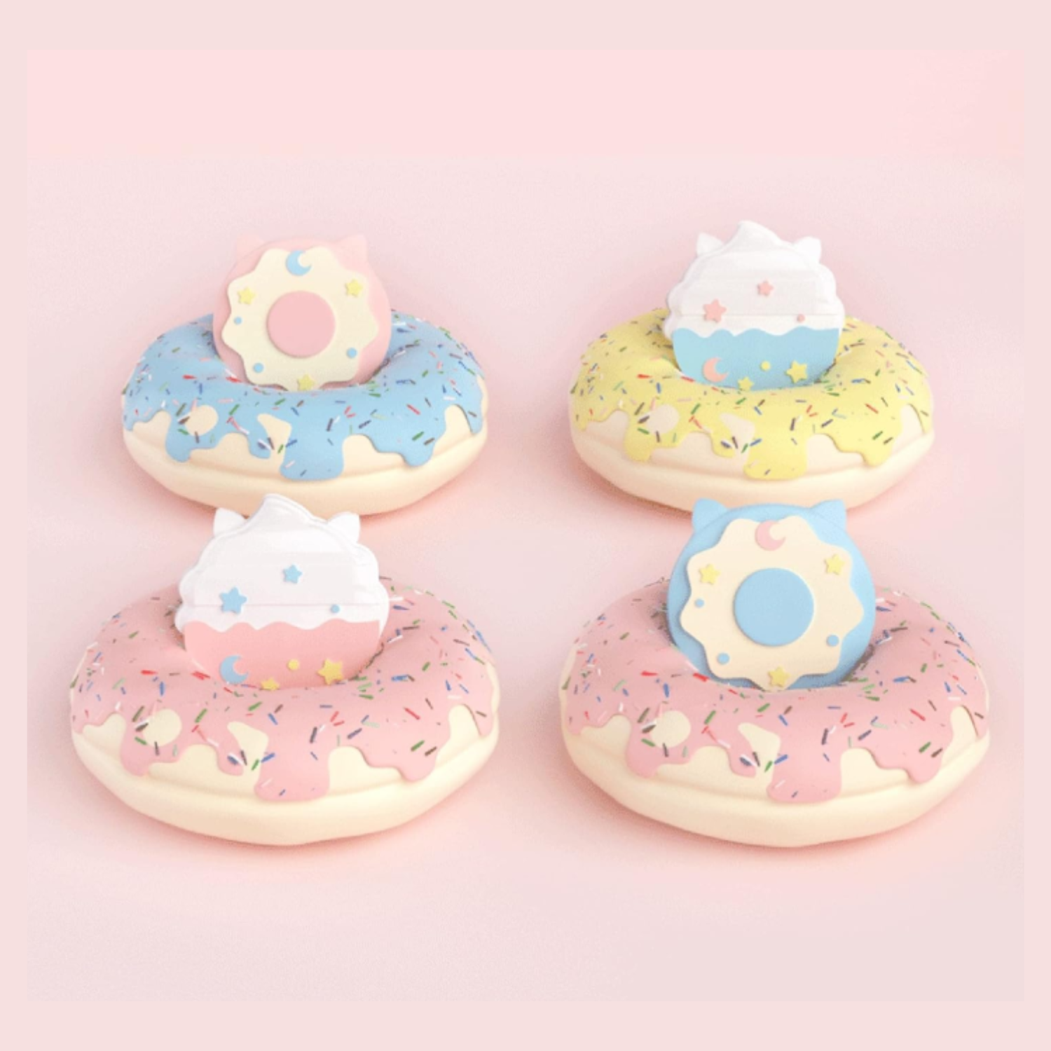 Akitomo Joy-Con Analog Cap 4 Pack Star & Lollipop Theme for NS2 (Ninten (