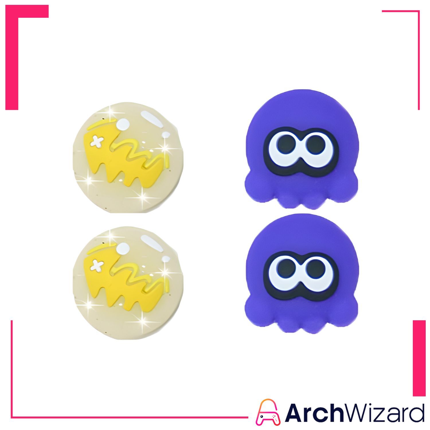 Akitomo Joy-Con Analog Cap 4 Pack Splatoon Octopus Theme for NS2 (Nint (1)