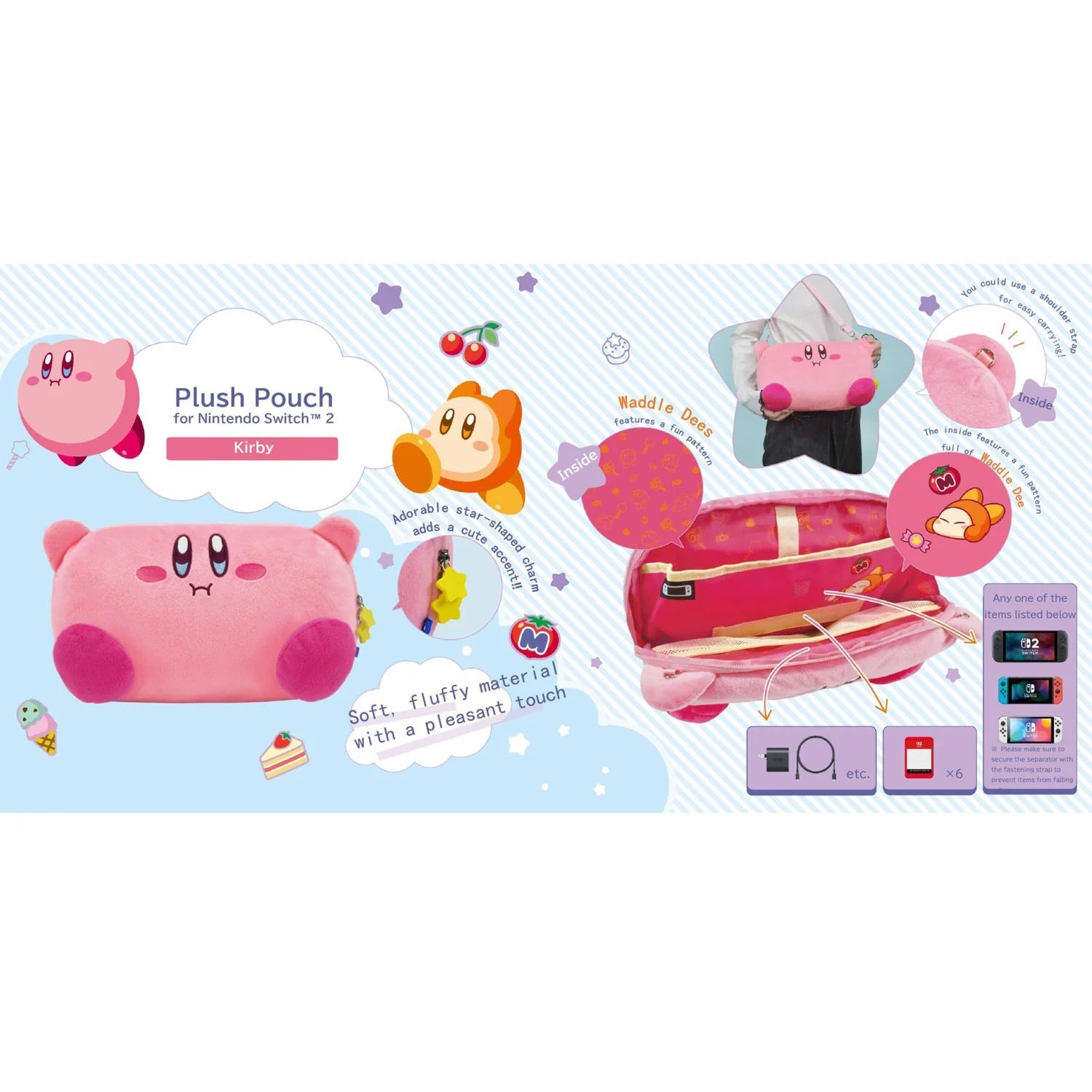 Hori Plush Pouch Kirby & Waddle Dee Series for NS2 (Nintendo Switch 2 Accessory) (5)