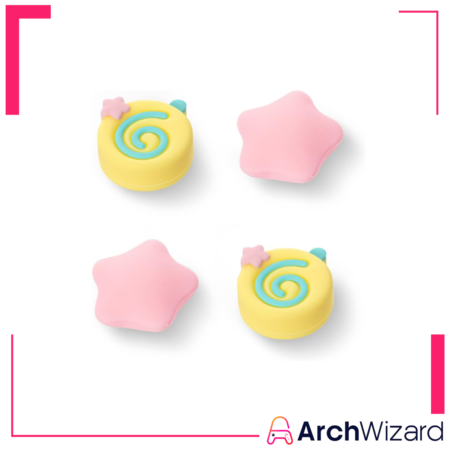 Akitomo Joy-Con Analog Cap 4 Pack Star & Lollipop Theme for NS2 (Ninten (1)