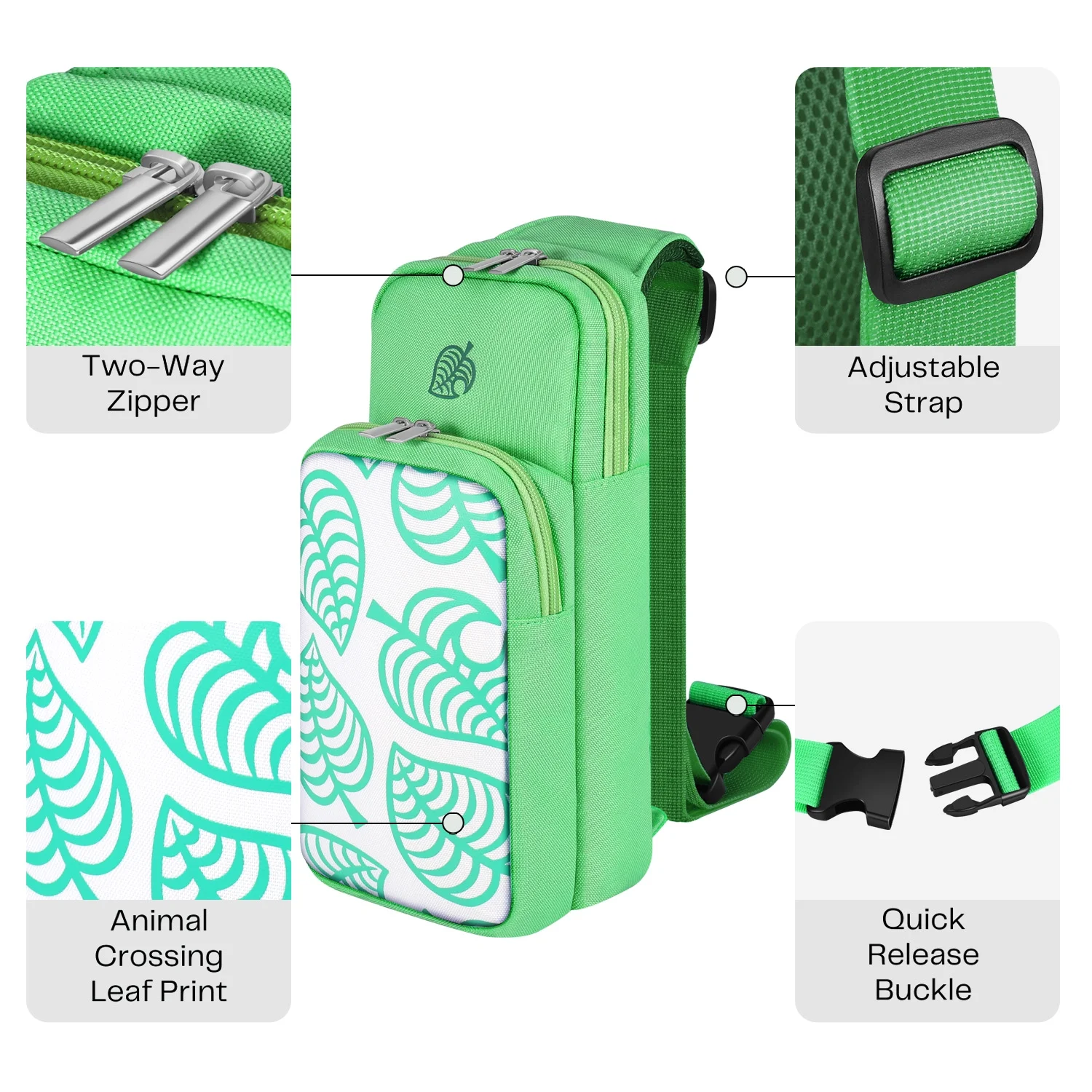 Corvus Knight Sling Bag Green Theme (Nintendo Switch Accessory) (1)
