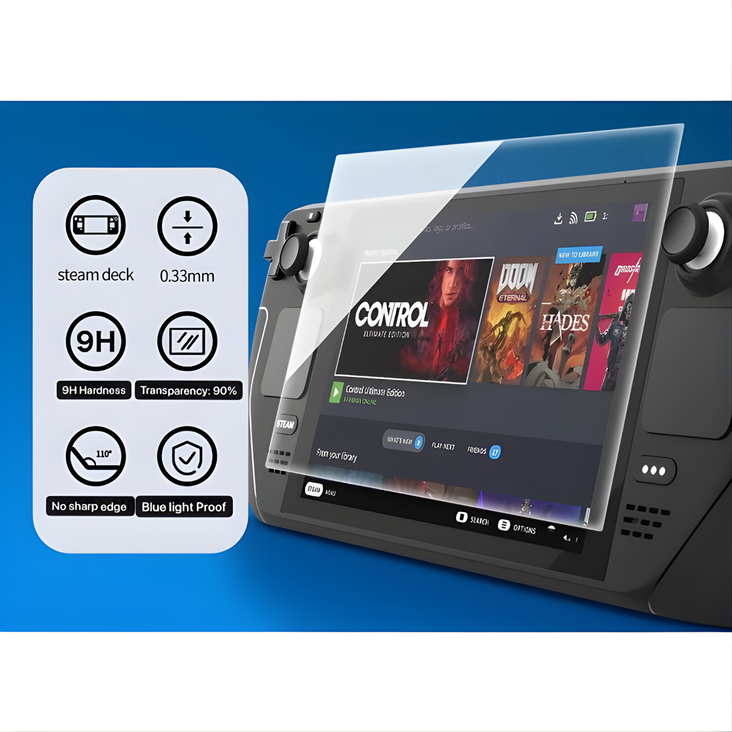 IINE Screen Tempered Glass for Steam Deck (Steam Deck Accessory) (3)