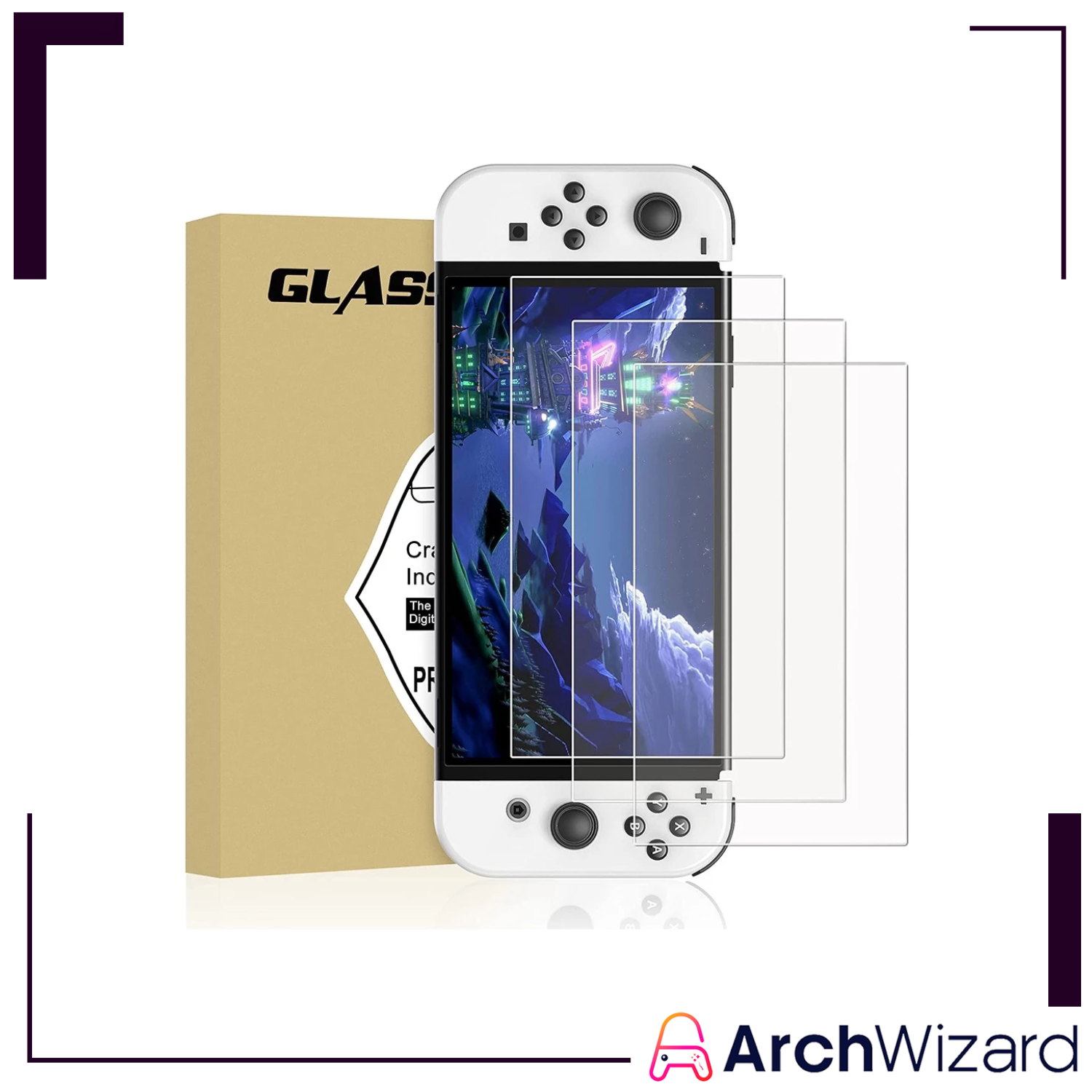 Corvus Knight Tempered Glass Screen Protector 1 for NS1 OLED (Nintendo (