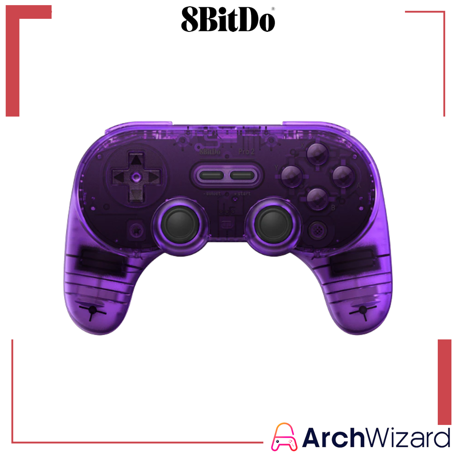 8Bitdo Pro 2 Bluetooth Gamepad Transparent Purple Cover