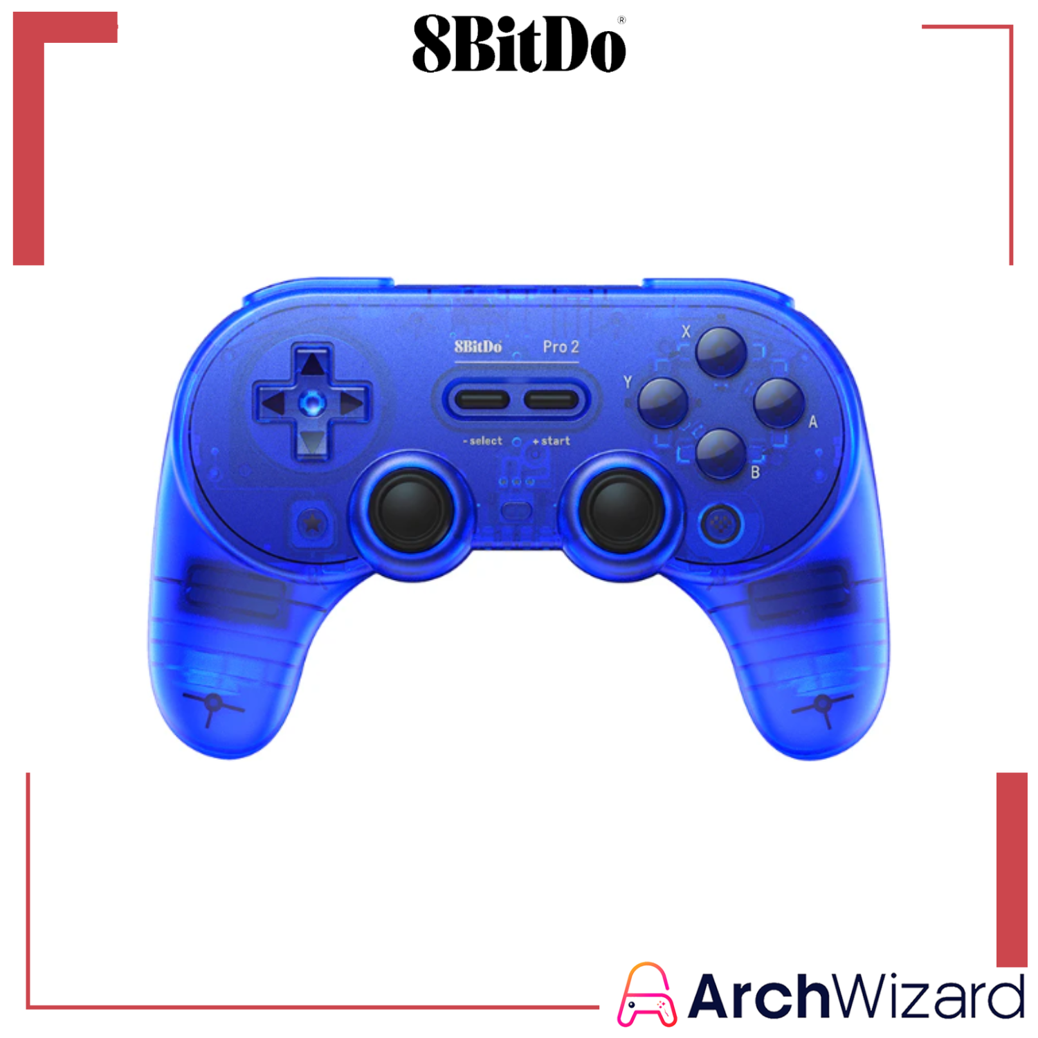 8Bitdo Pro 2 Bluetooth Gamepad Transparent Blue Cover