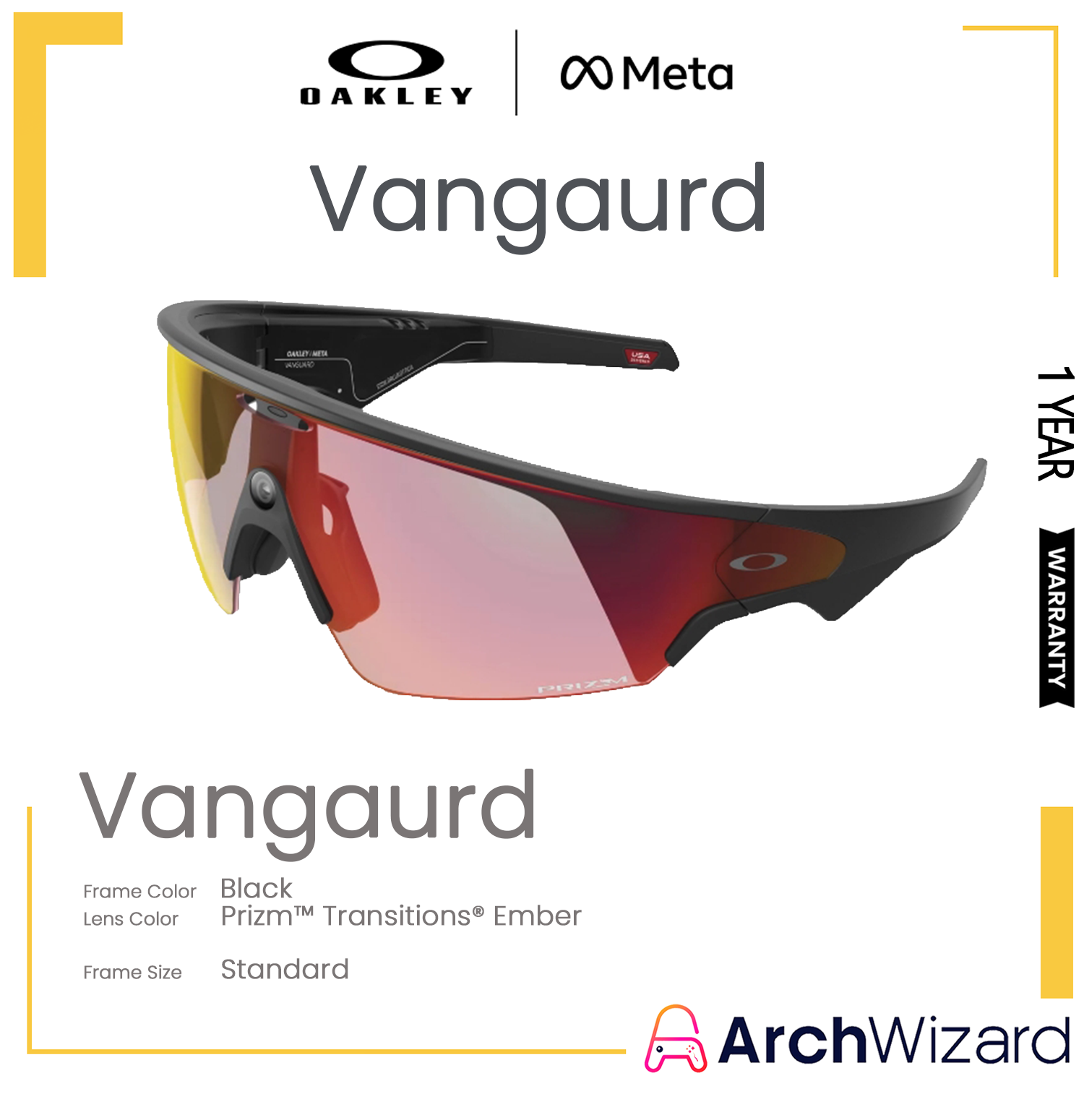 Meta Oakley Vangaurd Standard Black (Prizm Transition Ember)