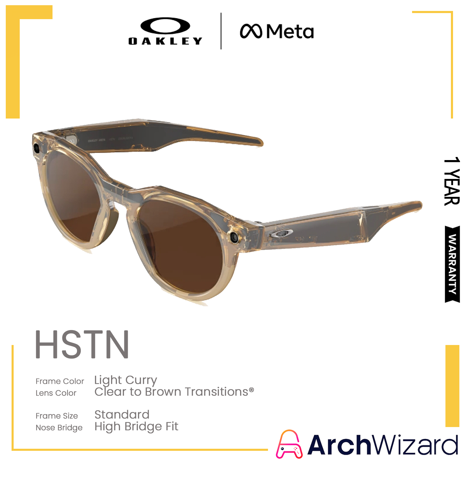 Meta Oakley HSTN (Standard High Bridge) Light Curry (Clear to Brown Transitions,Transitions) 