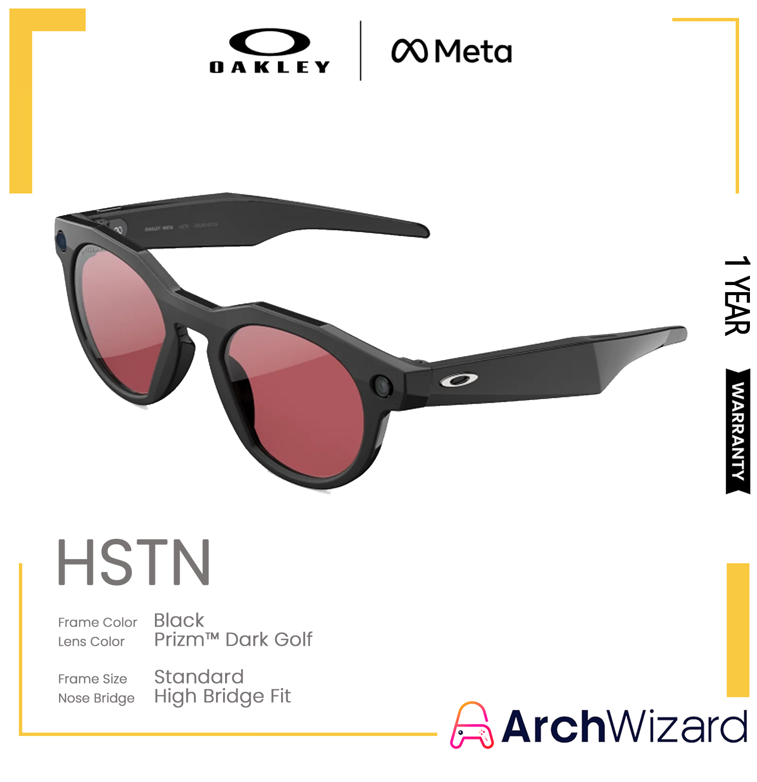 Meta Oakley HSTN (Standard High Bridge) Black (Prizm™ Dark Golf) 