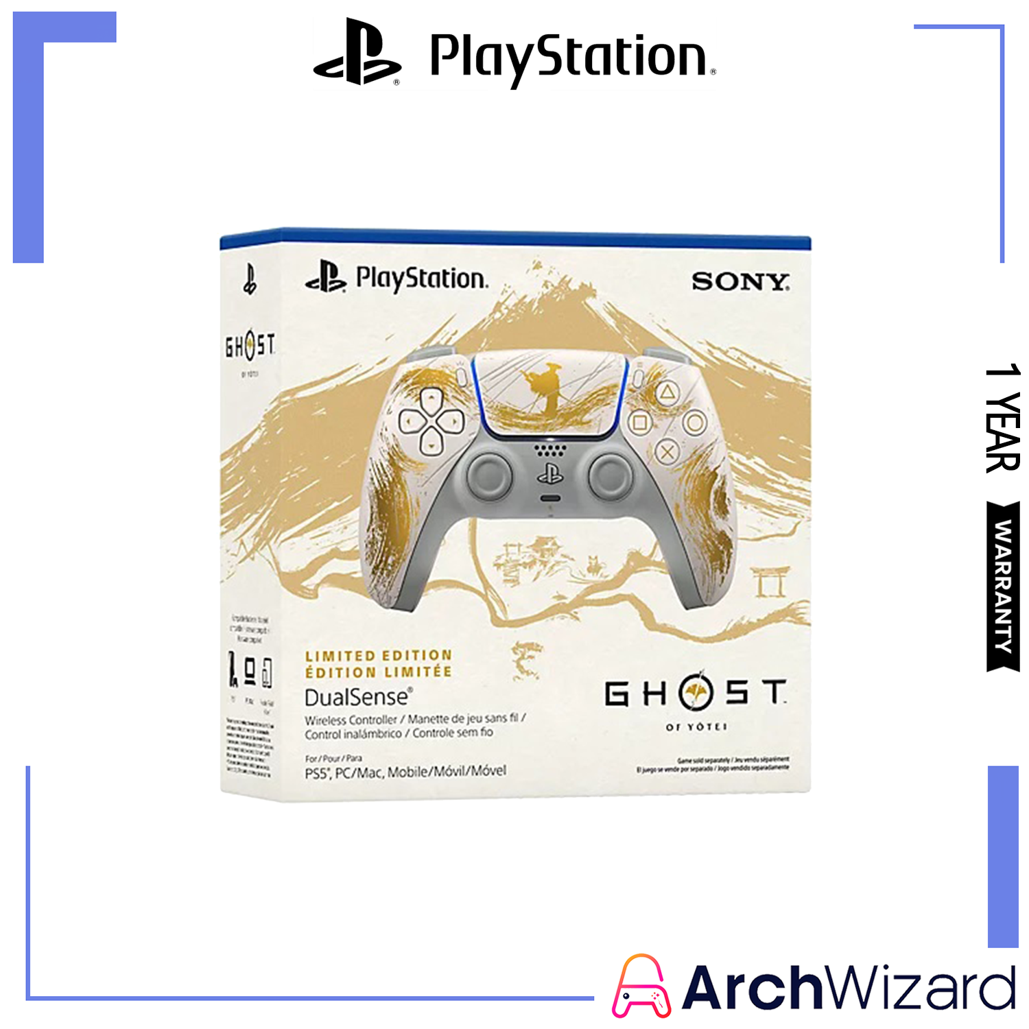 PS5 Dualsense Controller Ghost Of Yotei Gold Limited Edition Cover