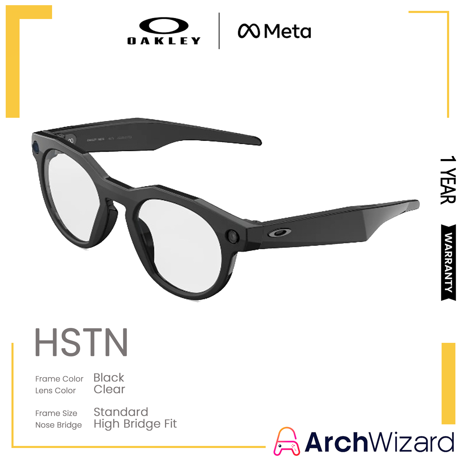 Meta Oakley HSTN (Standard High Bridge) Black (Clear) 