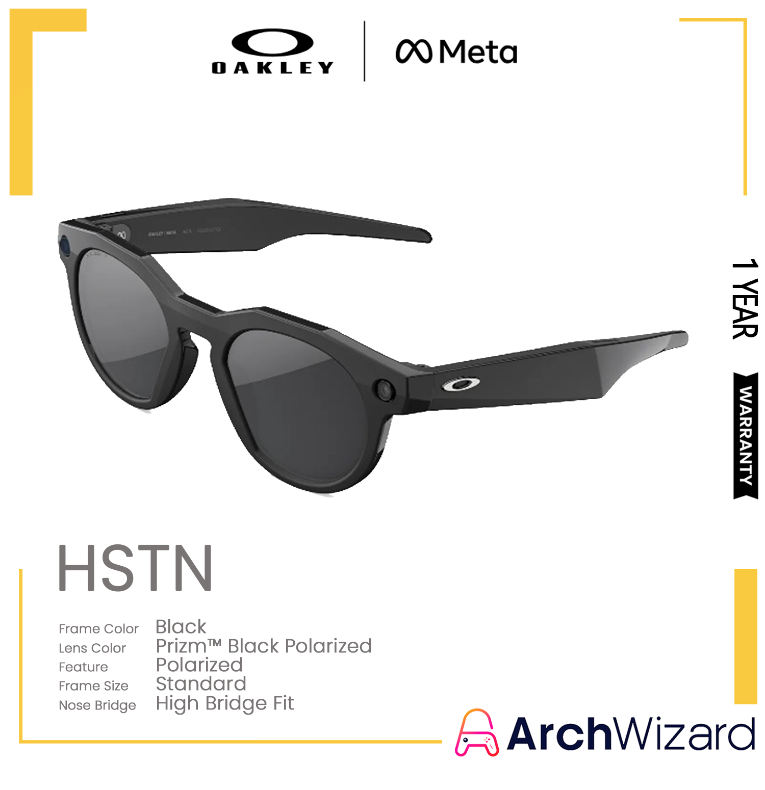Meta Oakley HSTN (Standard High Bridge) Black (Prizm Black Polarized ,Polarized) 