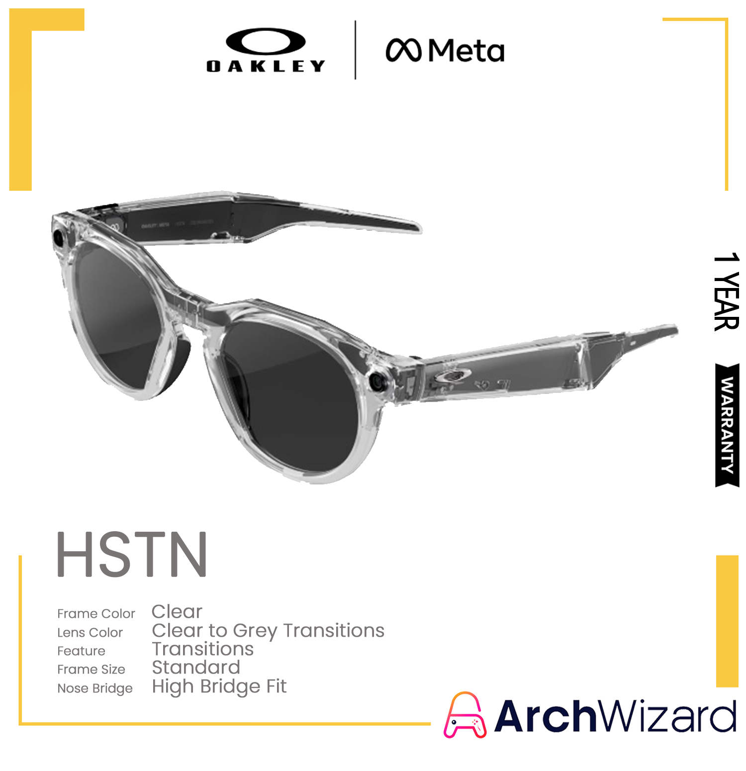 Meta Oakley HSTN (Standard High Bridge) Clear (Clear to Grey Transitions,Transitions) 
