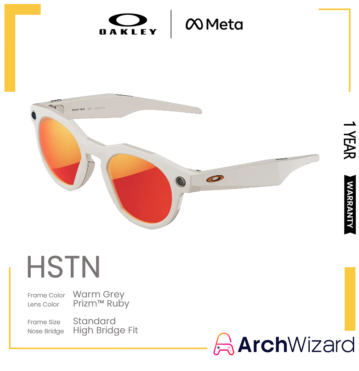 Meta Oakley HSTN (Standard High Bridge) Warm Grey (Prizm Ruby) 