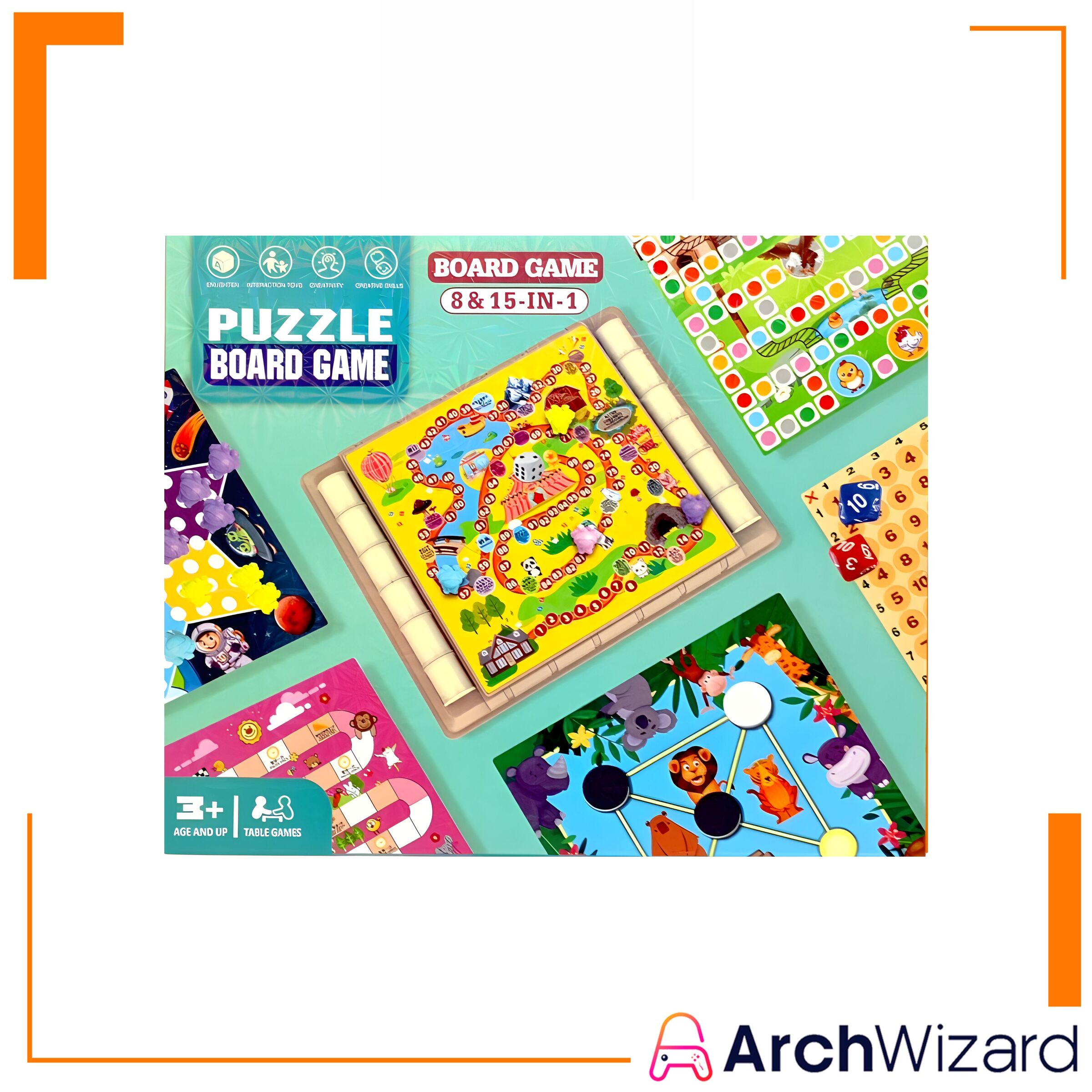 15 In 1 Board Game Set - 2 to 4 Players Educational Toy (Toys & Board Games) QH226813