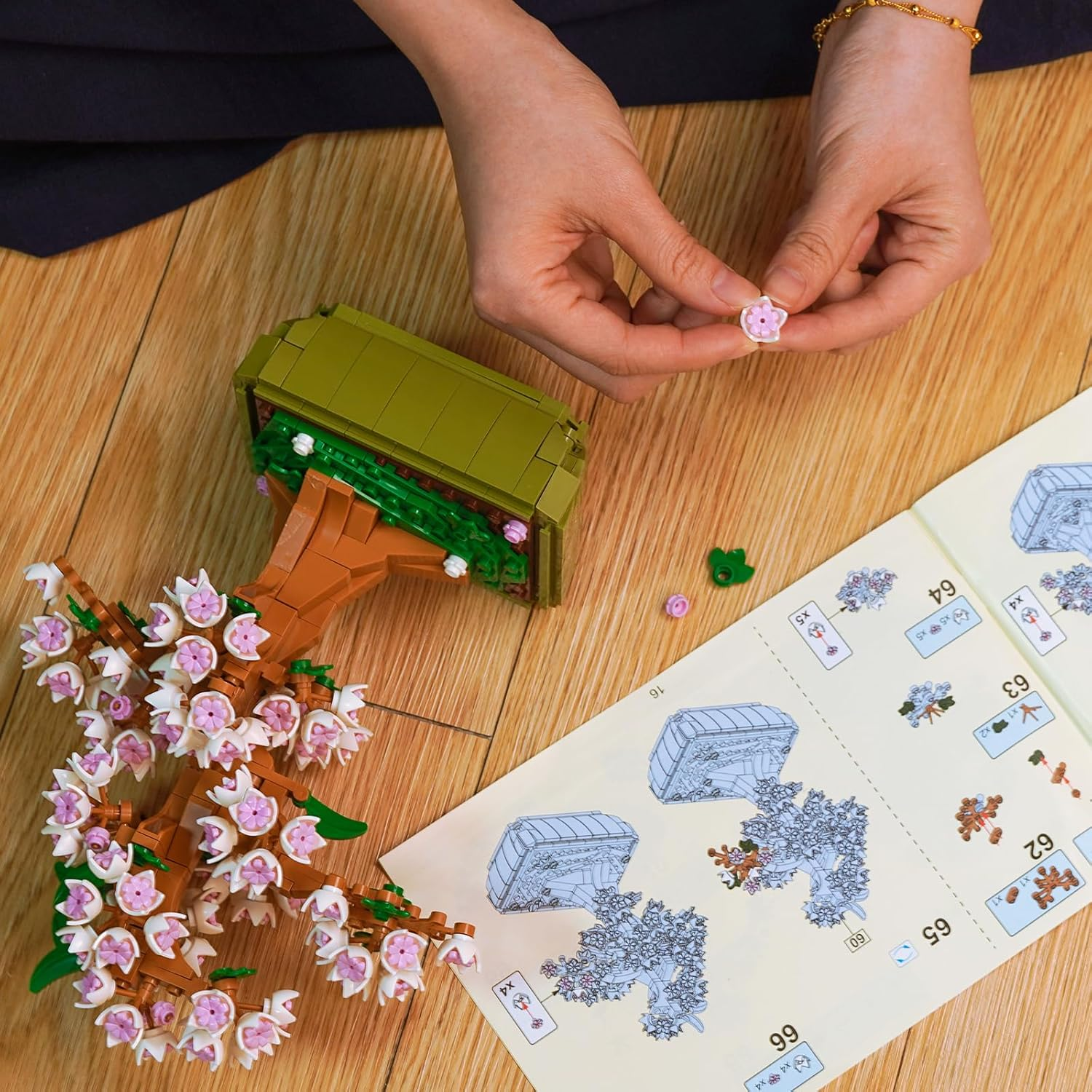 ZB Building Blocks Flower Pot Cherry Blossom (Toys & Board Games) QH190060 (4)