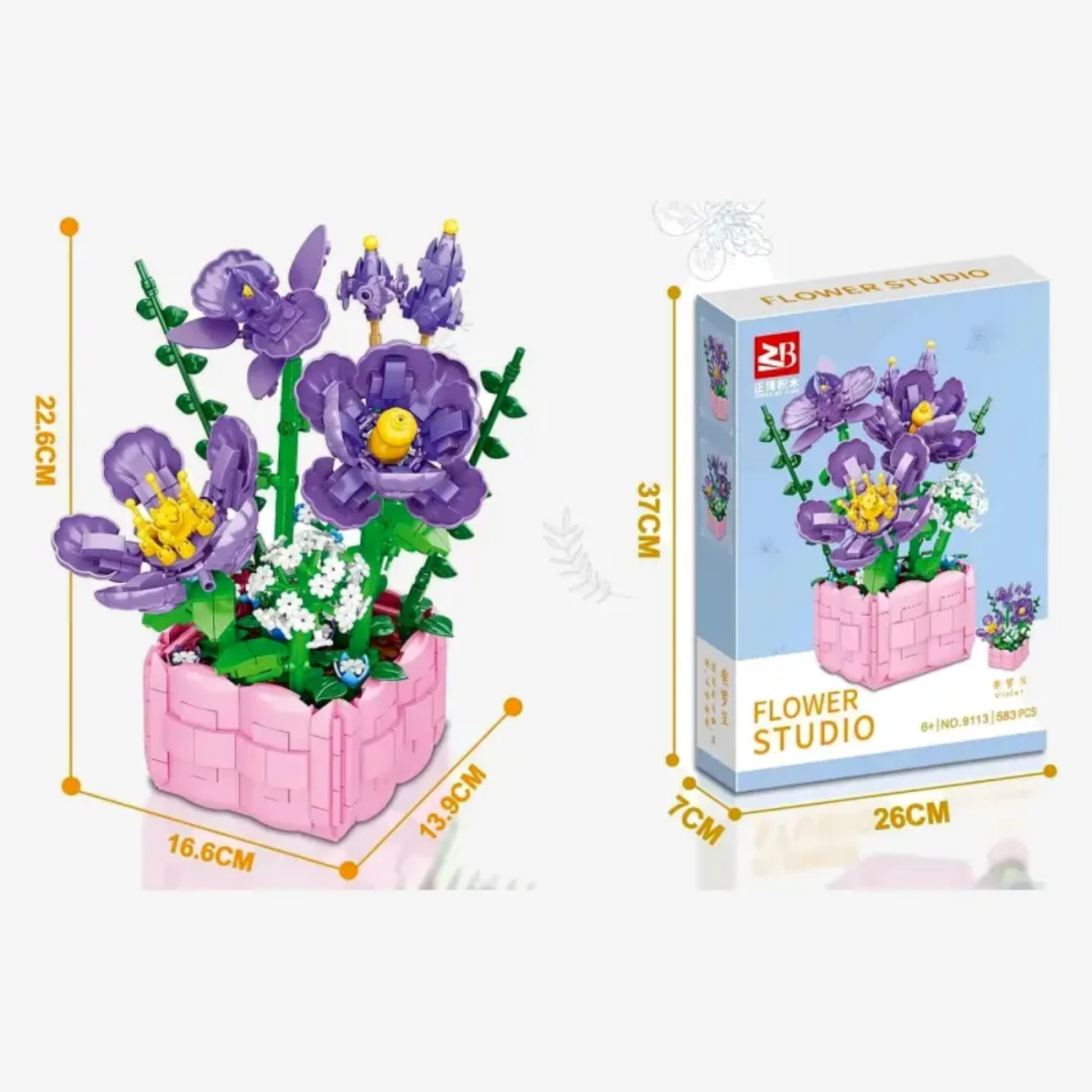ZB Building Blocks Flower Pot Violet (Toys & Board Games) QH190062 (4)