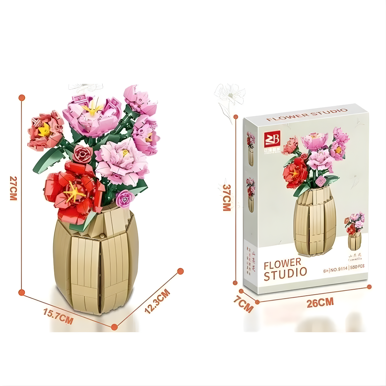 ZB Building Blocks Flower Pot Camellia (Toys & Board Games) QH190063 (2)