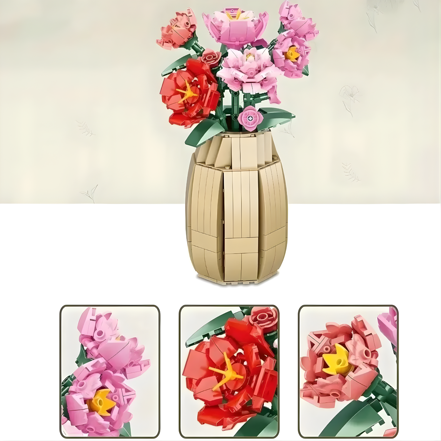 ZB Building Blocks Flower Pot Camellia (Toys & Board Games) QH190063 (4)