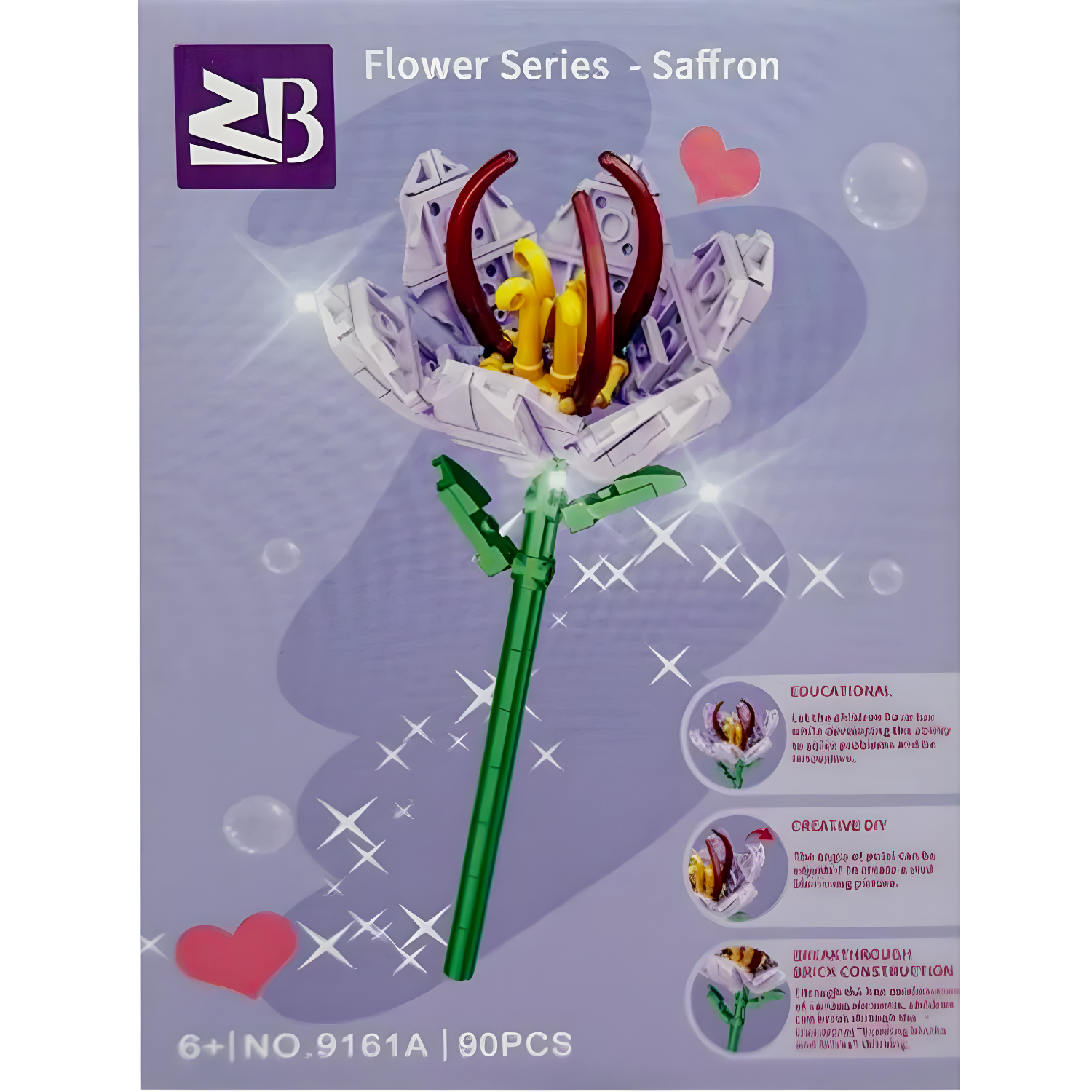 ZB Build Blocks Small Flower Series Saffron (Toys & Board Games) QH028823 (2)