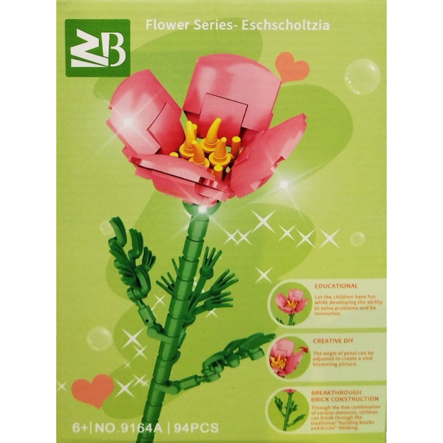 ZB Build Blocks Small Flower Series Eschscholzia (Toys & Board Games) QH028801