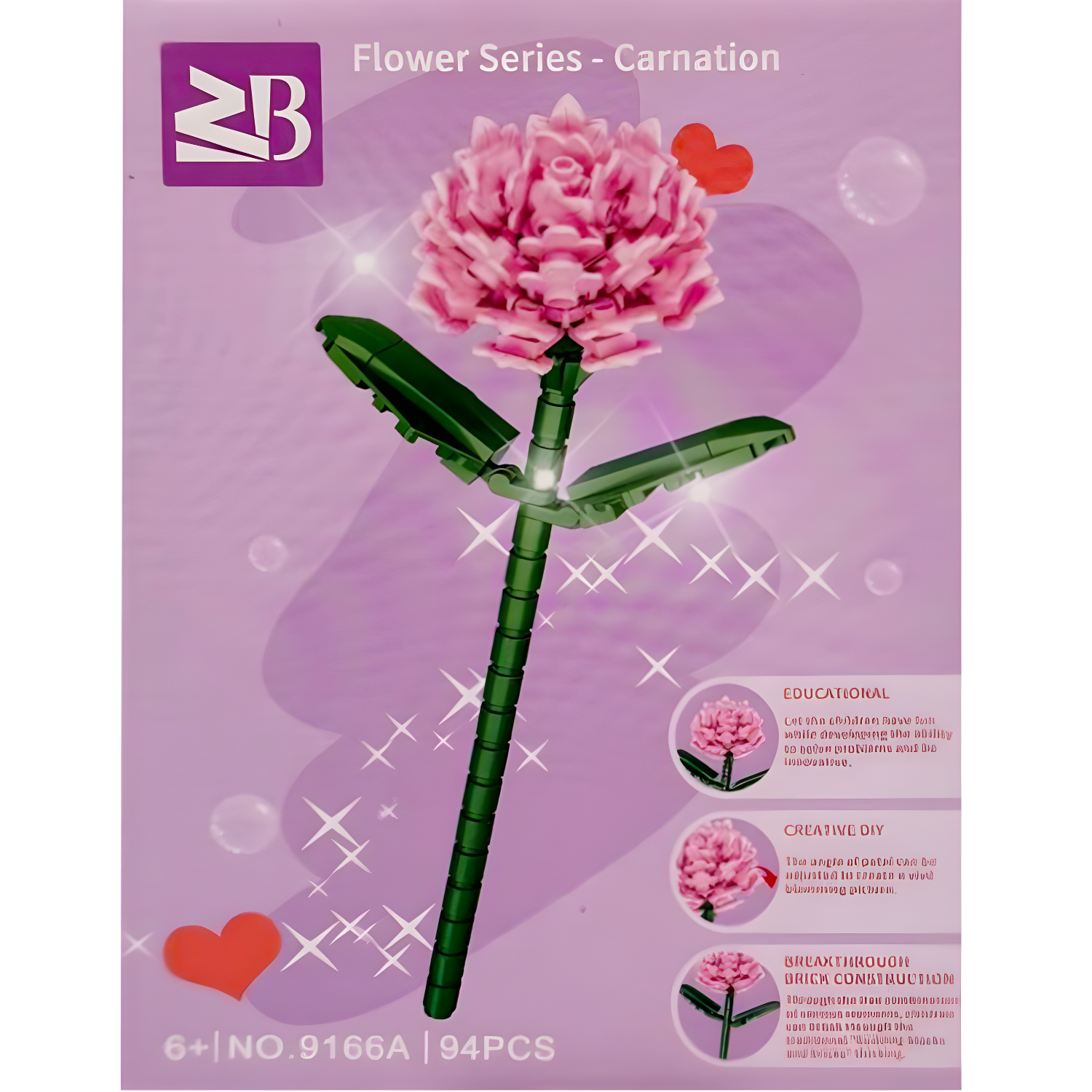 ZB Build Blocks Small Flower Series Carnation (Toys & Board Games) QH028793