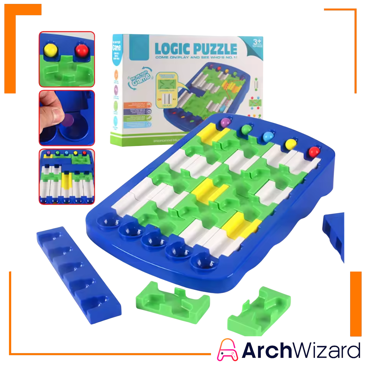 YUEQITOYS Logic Puzzle Game - 60 Challenges with 6 Levels Brain Teaser Educational Toy (T (