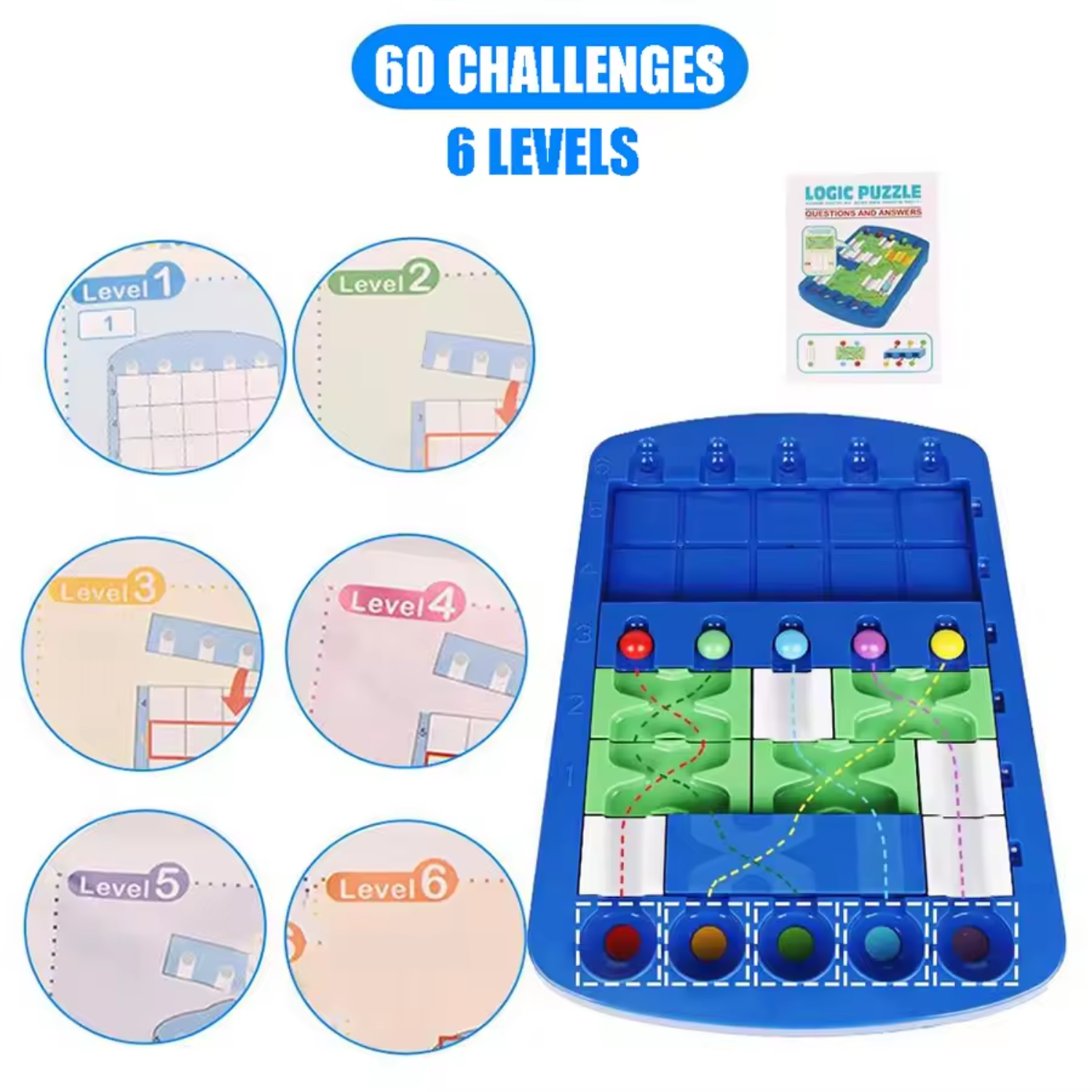 YUEQITOYS Logic Puzzle Game - 60 Challenges with 6 Levels Brain Teaser Educational Toy (T ( (4)