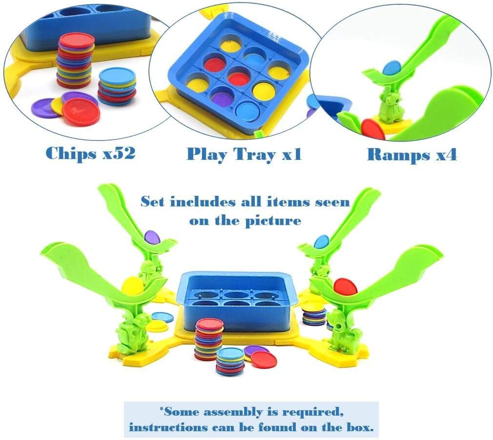 YUEQITOYS Triple Loop Game - Fast-Paced Tic Tac Stack Action Game 2-4 Players Educ ( (5)