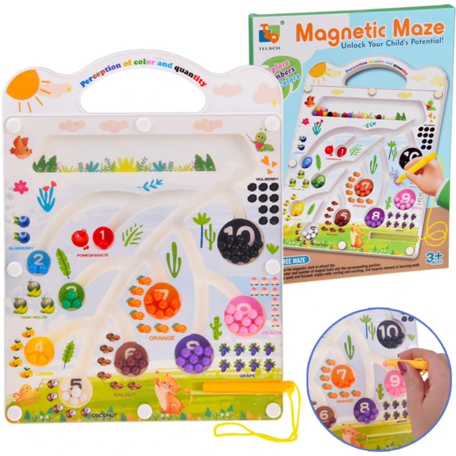 TELSCH Magnetic Maze Tracing Board Fruit Theme - Early Learning Education (1)