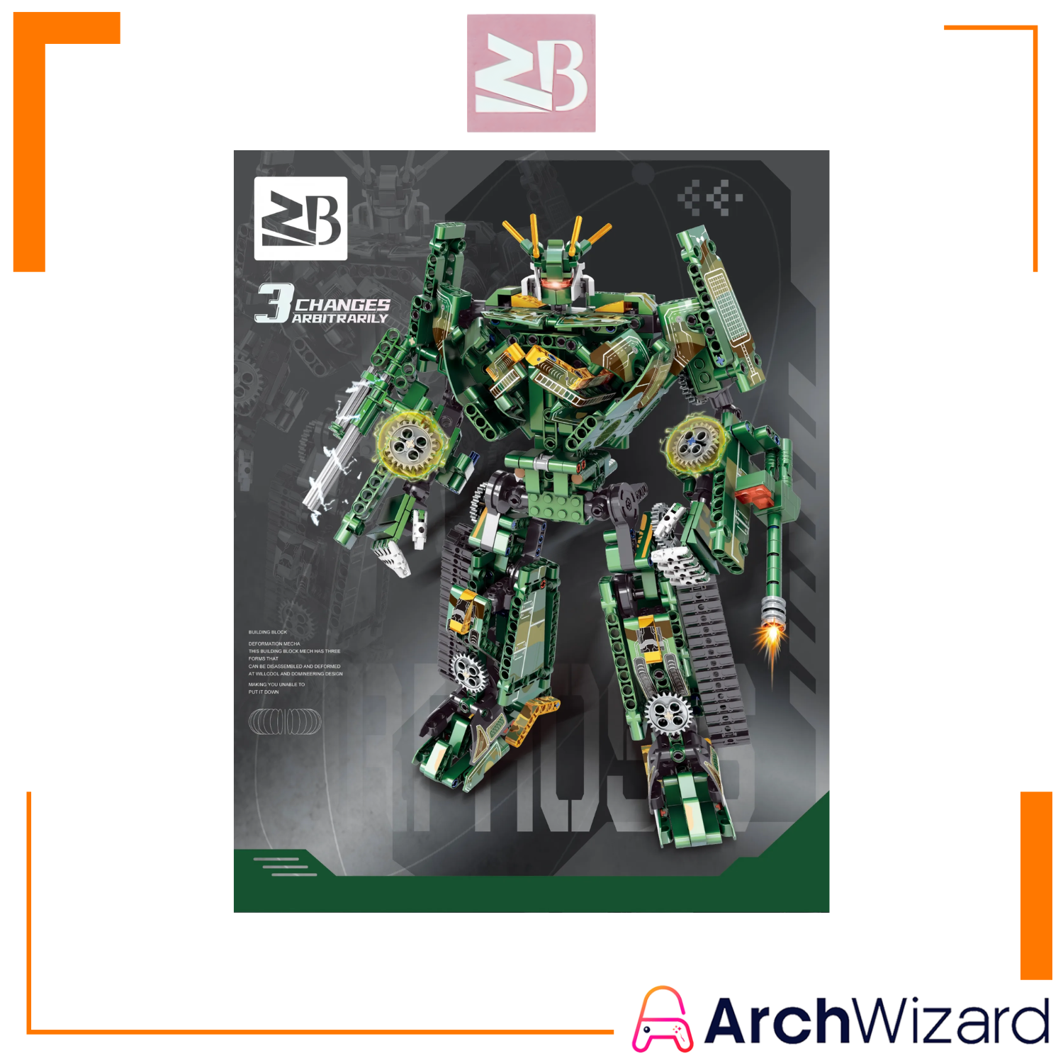 ZB Building Blocks Mecha Triple Transformer Dinosaur-Tank-Mecha 856 Pcs (Toys & Board Games) QH190004 (1)