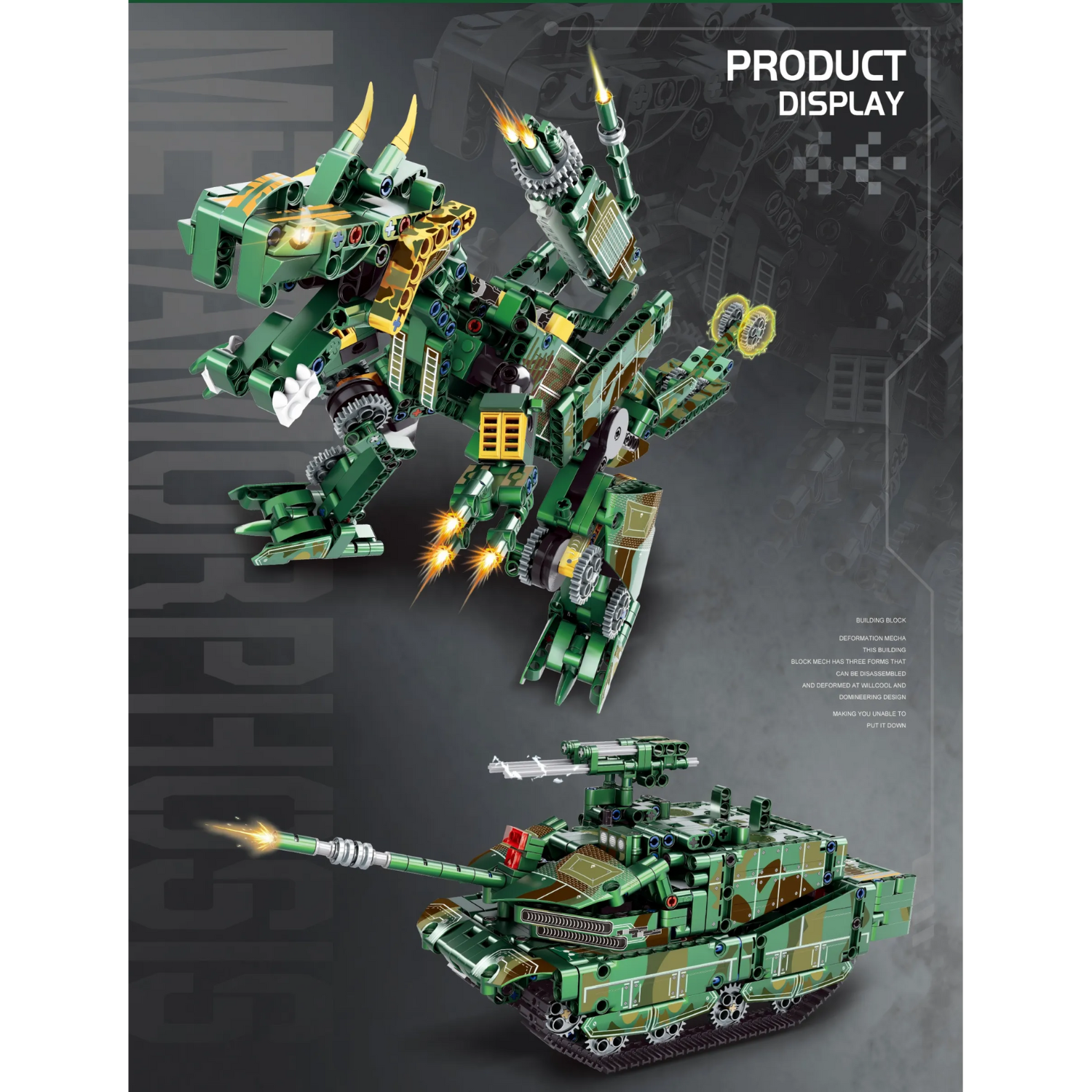 ZB Building Blocks Mecha Triple Transformer Dinosaur-Tank-Mecha 856 Pcs (Toys & Board Games) QH190004 (2)