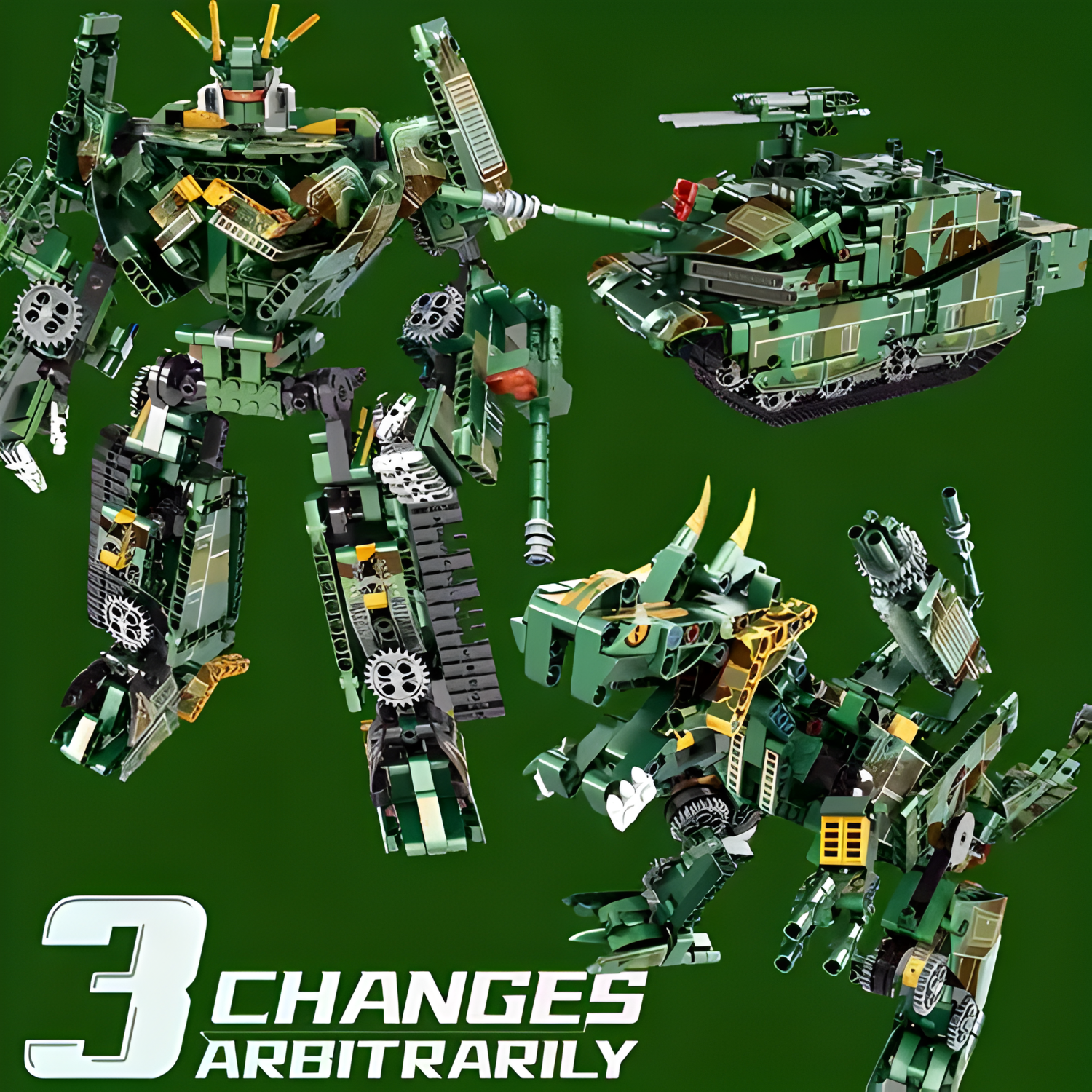 ZB Building Blocks Mecha Triple Transformer Dinosaur-Tank-Mecha 856 Pcs (Toys & Board Games) QH190004 (3)