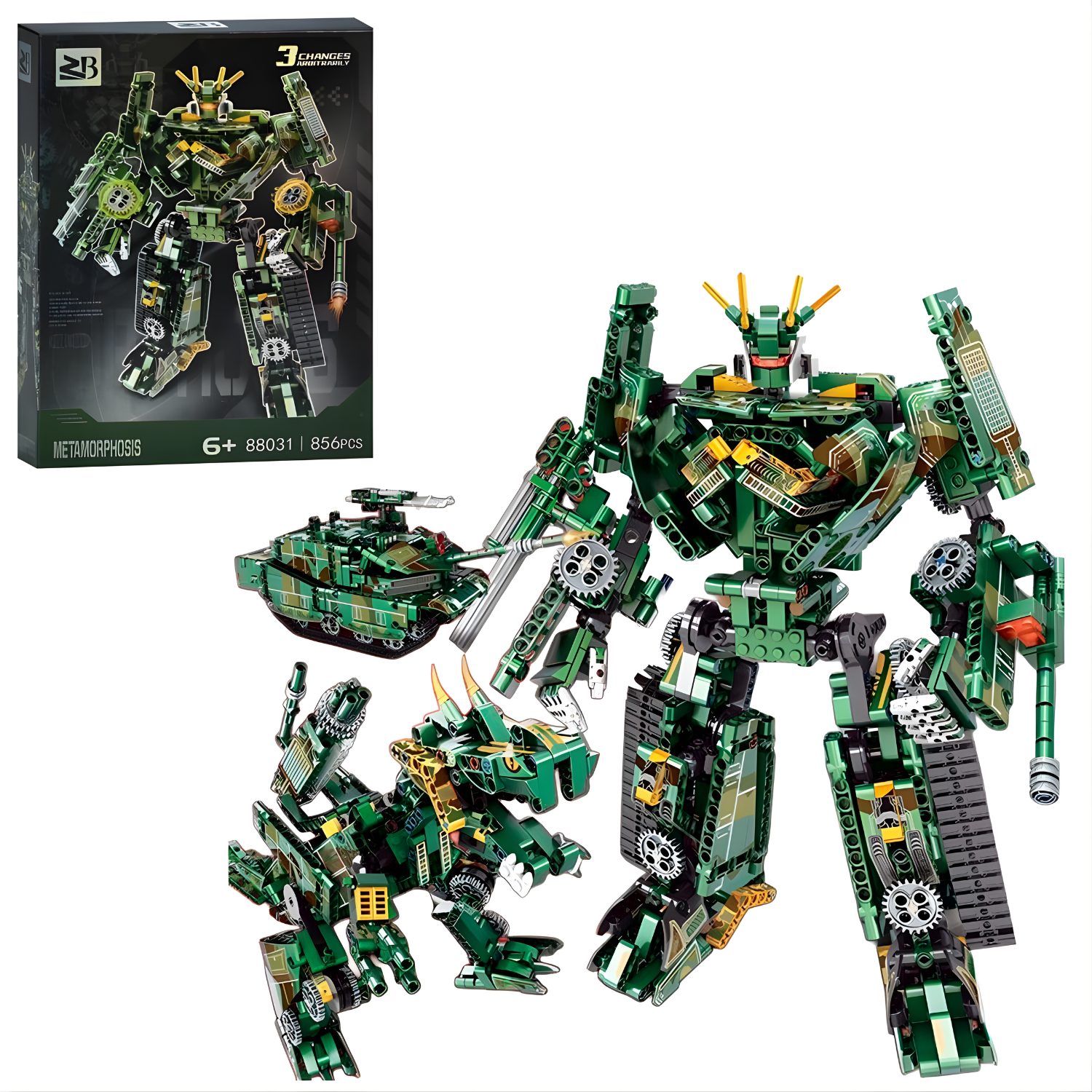 ZB Building Blocks Mecha Triple Transformer Dinosaur-Tank-Mecha 856 Pcs (Toys & Board Games) QH190004 (4)