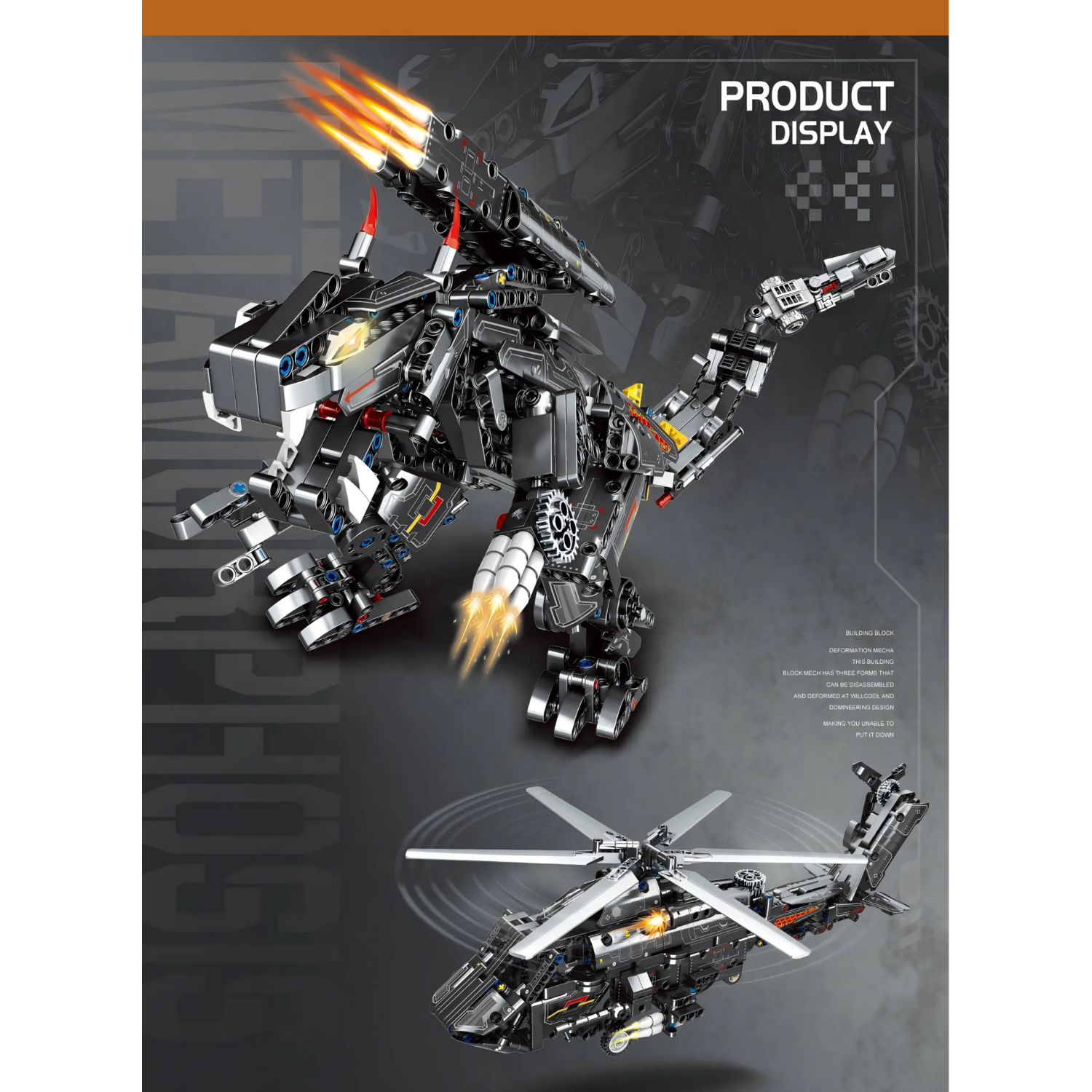 ZB Building Blocks Mecha Triple Transformer Dinosaur-Helicopter-Mecha 850 Pcs (Toys & Board Games) (