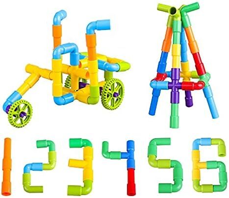 Vera DIY Pipe Building Blocks Set - 56 Pcs Creative Construction Toy for Kids Educ (1)