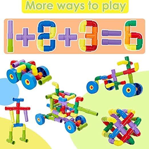 Vera DIY Pipe Building Blocks Set - 56 Pcs Creative Construction Toy for Kids Educ ( (3)