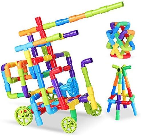 Vera DIY Pipe Building Blocks Set - 56 Pcs Creative Construction Toy for Kids Educ (
