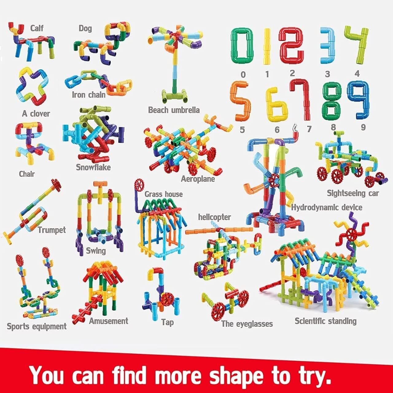 Vera DIY Pipe Building Blocks Set - 56 Pcs Creative Construction Toy for Kids Educ ( (6)