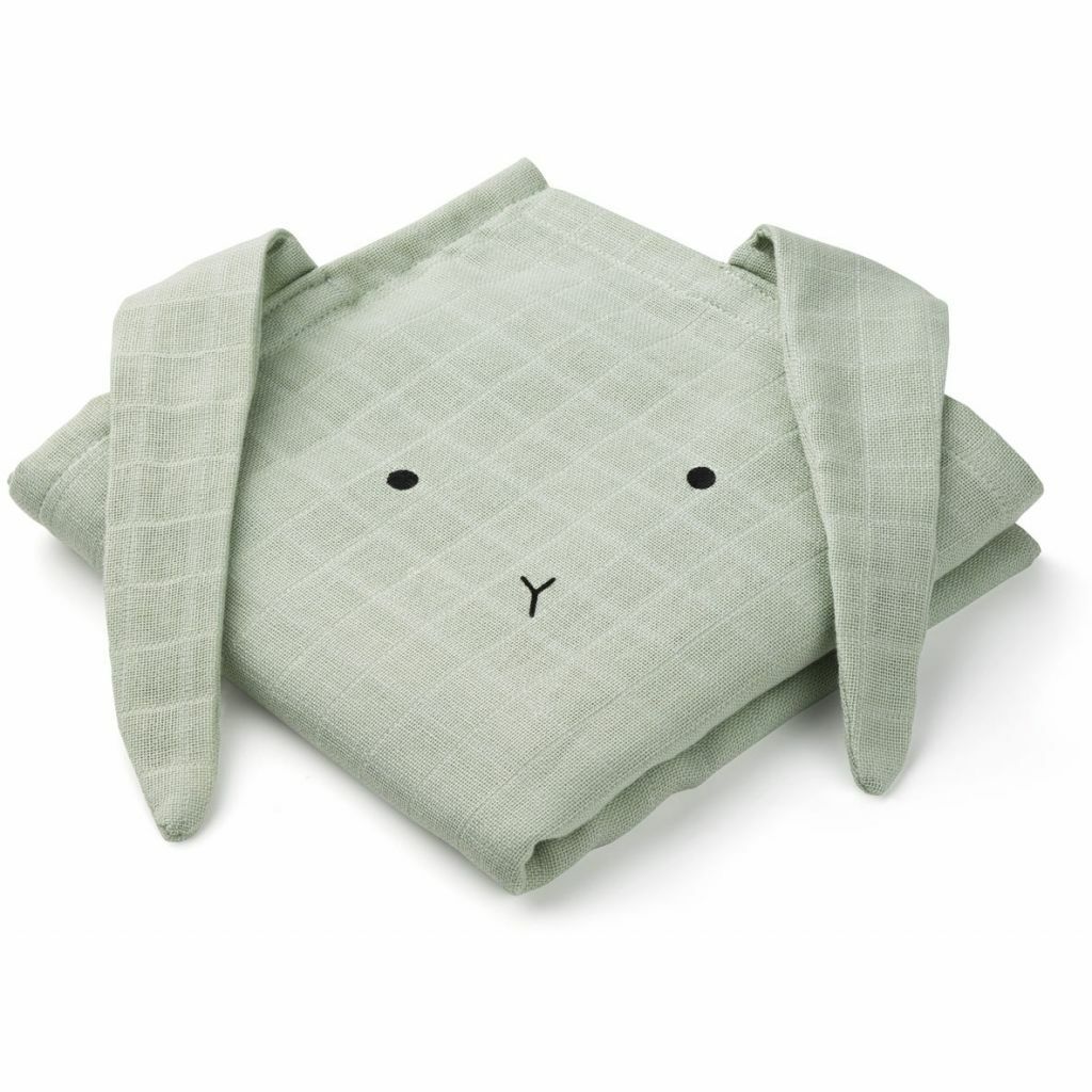 LW12376 - Hannah muslin cloth rabbit 2 pack - 0036 Rabbit dusty mint - Extra 0