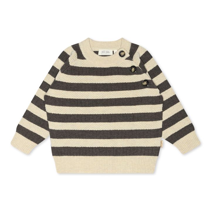 PP1030 - O-Neck Knit Light Sweater - Dark oak-off white - Extra 0