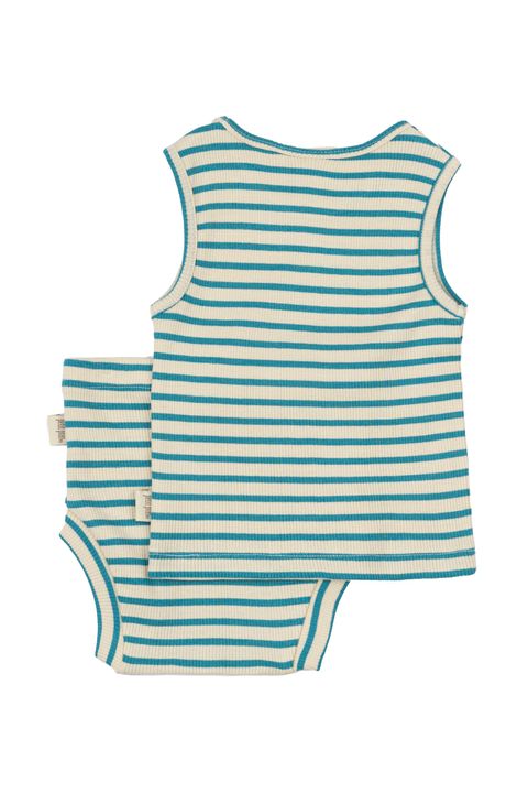 PP311 - Underwear Set Modal Striped - Turquise -Dark off white - Extra 1