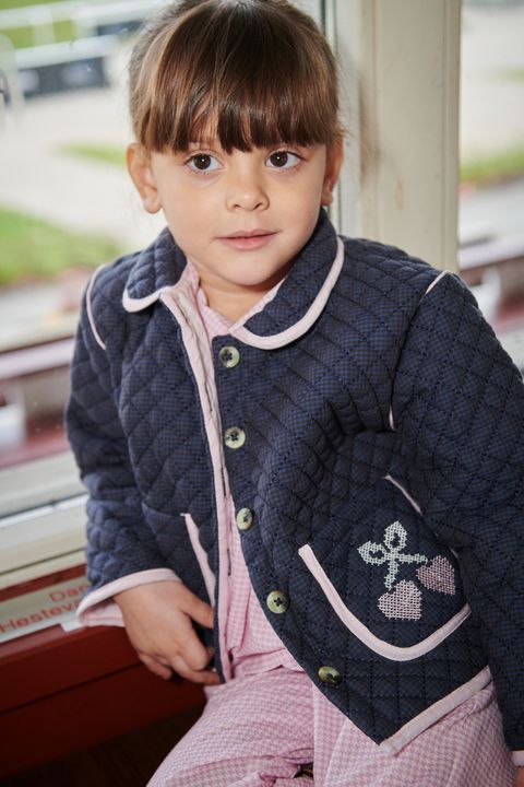 CHECKERED QUILTED JACKET W EMB BROWN BLUE CHECK COMB 8
