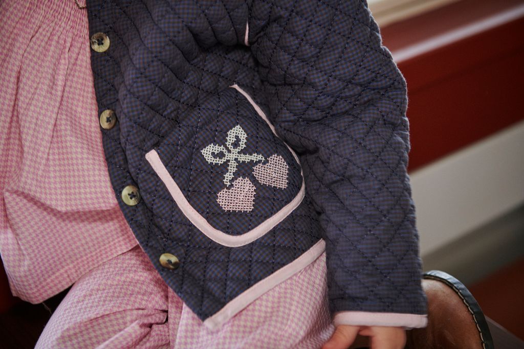 CHECKERED QUILTED JACKET W EMB BROWN BLUE CHECK COMB 10