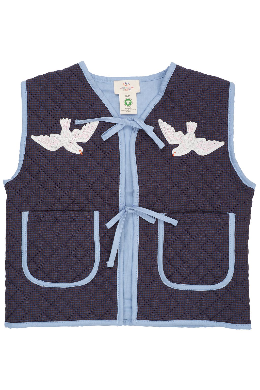 CHECKERED QUILTED VEST W EMB BROWN BLUE CHECK COMB primary