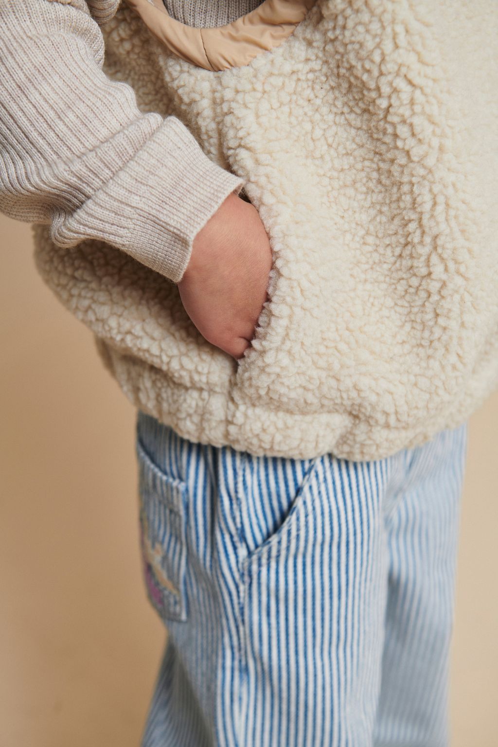 TEDDY JACKET W REMOVABLE SLEEVES CREAM COMB 9
