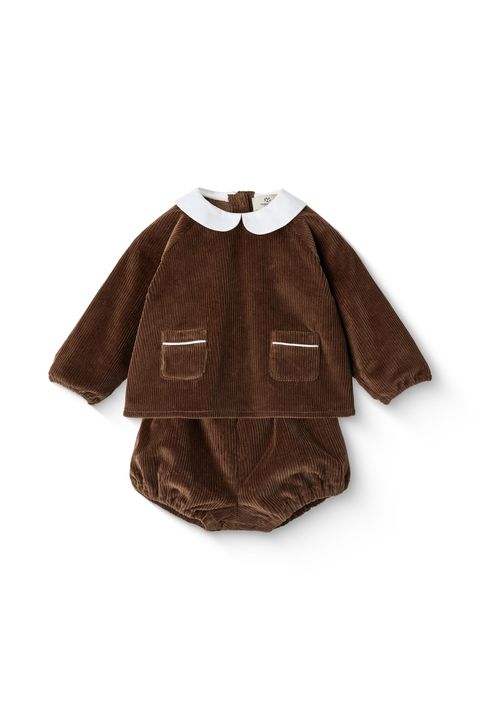 CORDUROY BABY SET W COLLAR DKBROWN COMB primary