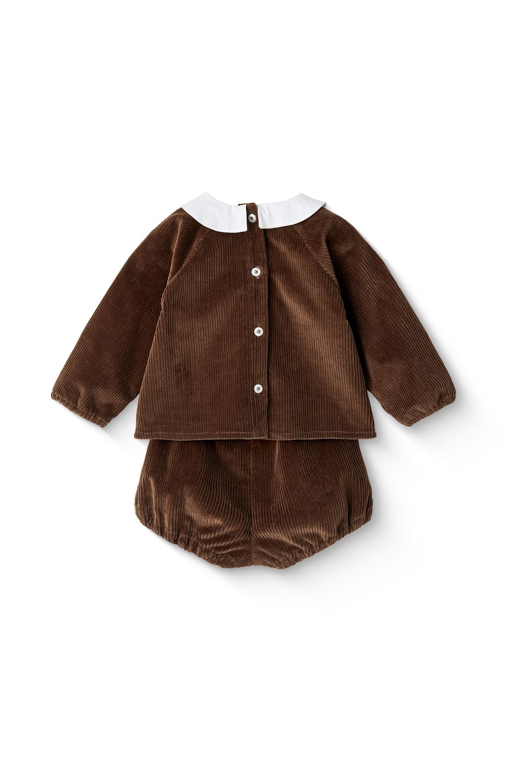 CORDUROY BABY SET W COLLAR DKBROWN COMB 2