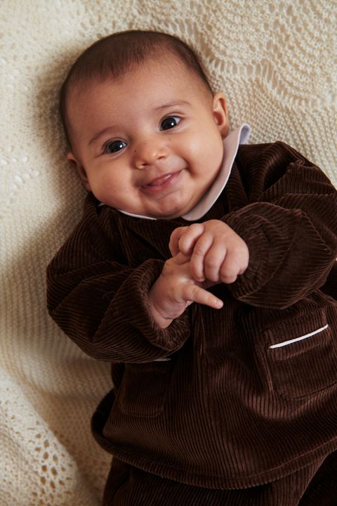 CORDUROY BABY SET W COLLAR DKBROWN COMB 6